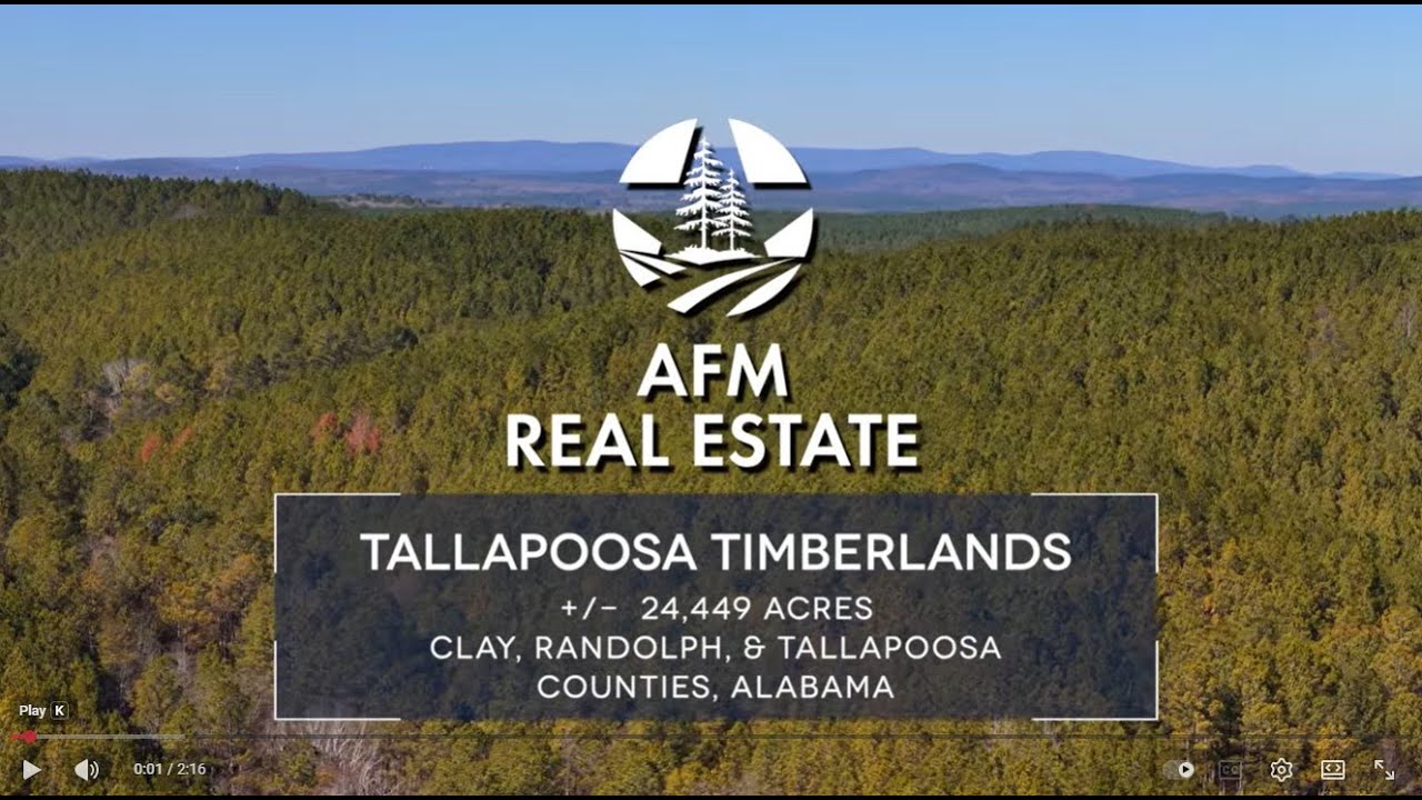 Tallapoosa Timberlands, ±24,449 acres located in Clay, Randolph, and Tallapoosa Counties, Alabama.