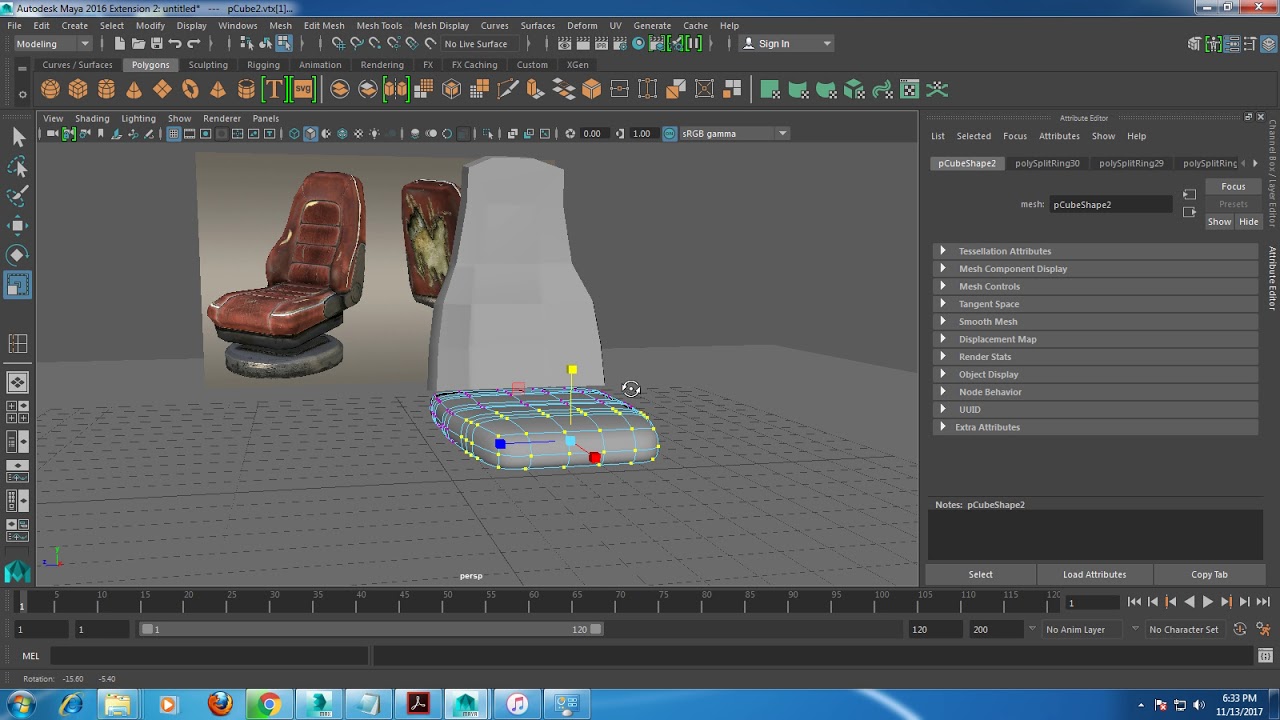 Tutorial on Modeling a Car Seat in Maya.