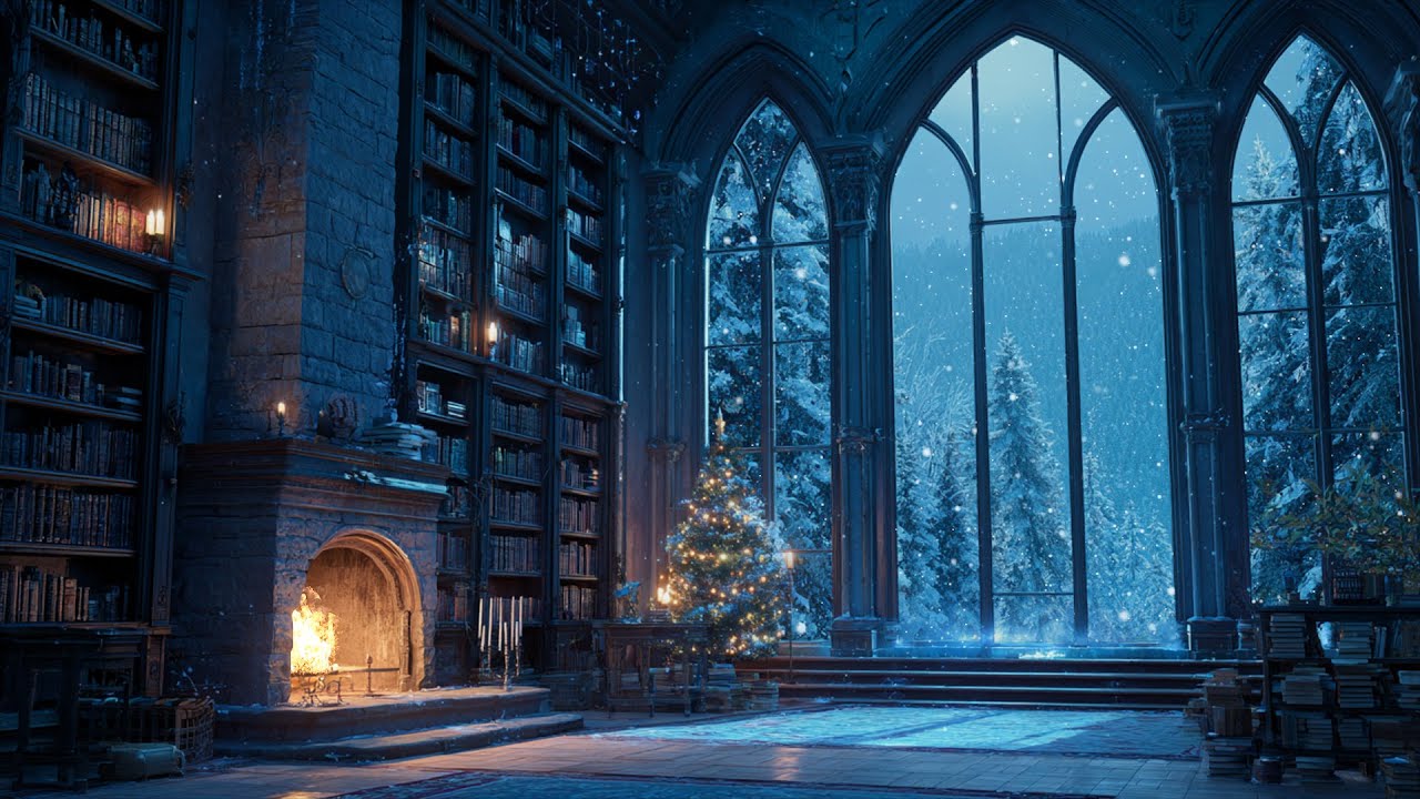 Quiet Firelight Nights ❄️ Falling Snow Sounds for Deep Sleep and Focused Mind