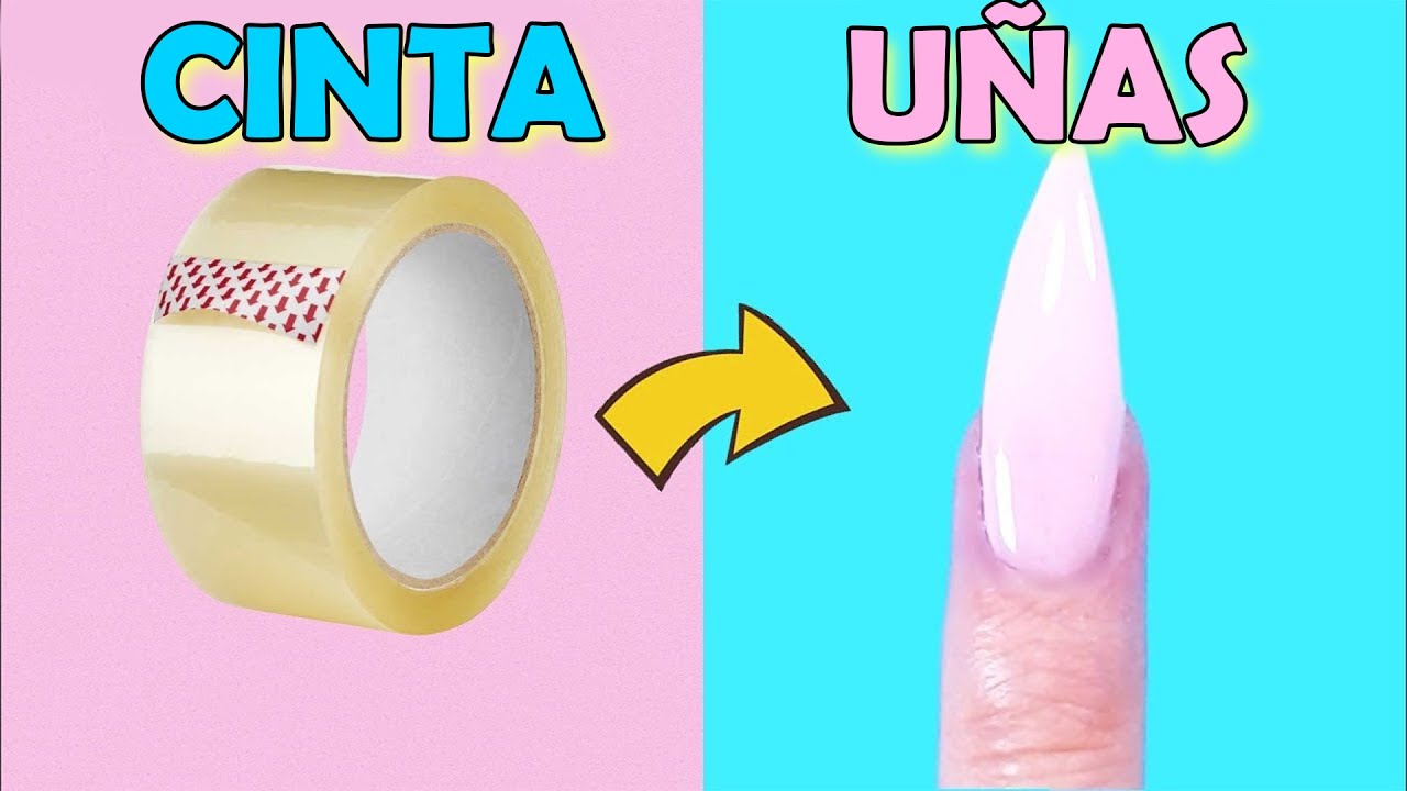 CÓMO HACER UÑAS FALSAS DE CINTA EN 5 MINUTOS- Y QUITARLAS-Trucos fáciles y rápidos para las uñas