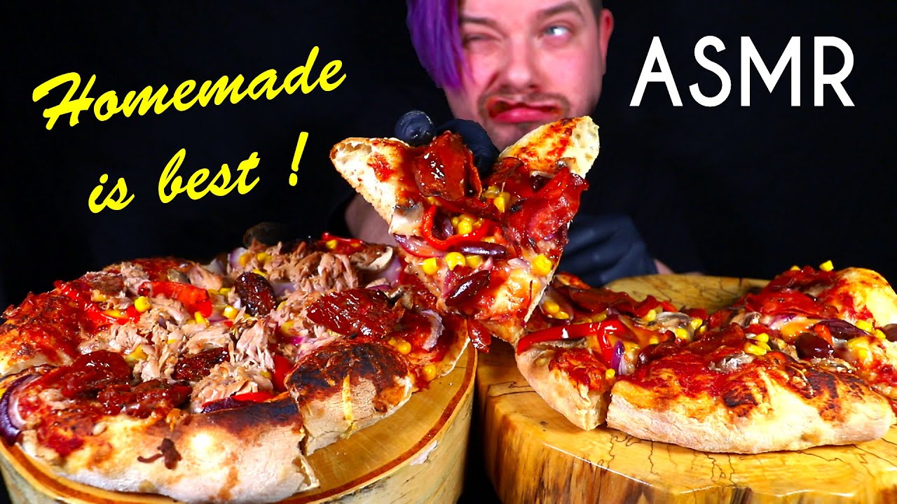 ASMR LET'S COOK | ASMR EATING HOMEMADE PIZZA MUKBANG | NO TALKING