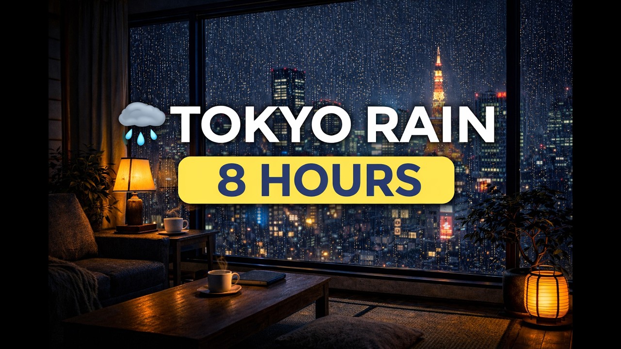 Tokyo Rain 🌧️ Cozy Night City Ambience for Sleep & Relaxation (8 Hours)