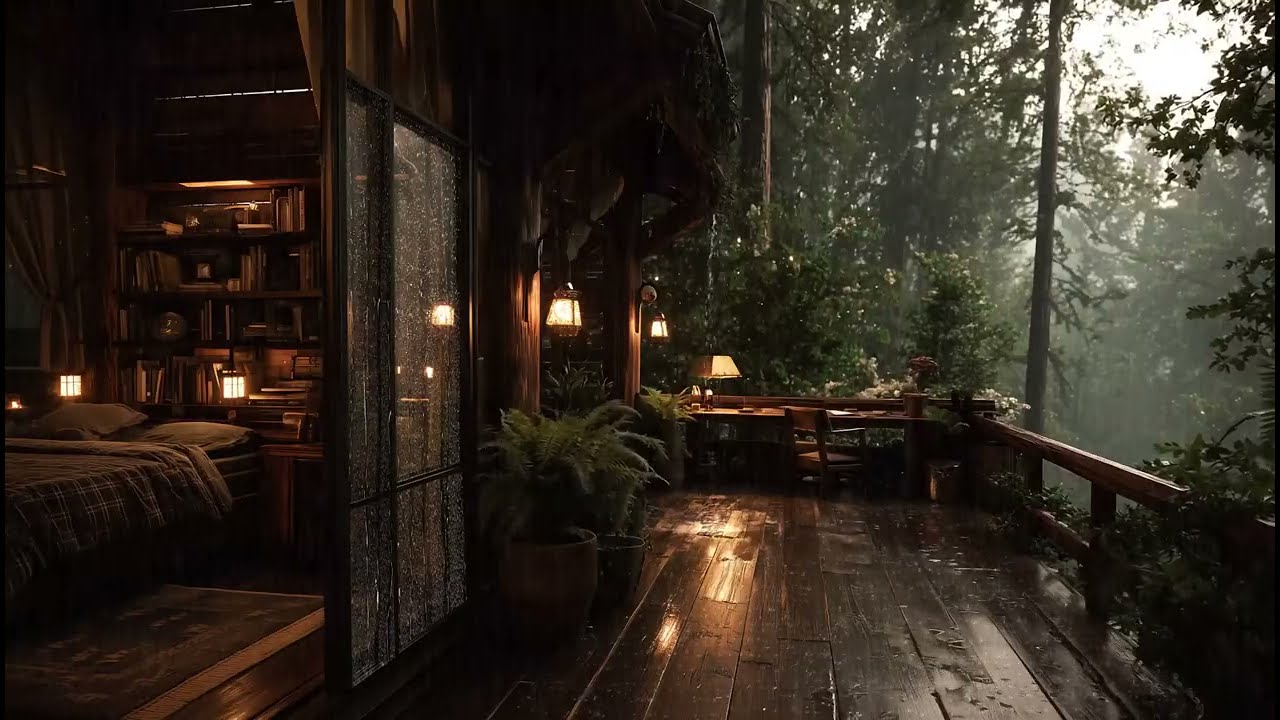 Rain Sounds in a Cozy Forest Bedroom 🌲 | No Music, Pure Sleep Sounds for Deep Sleep