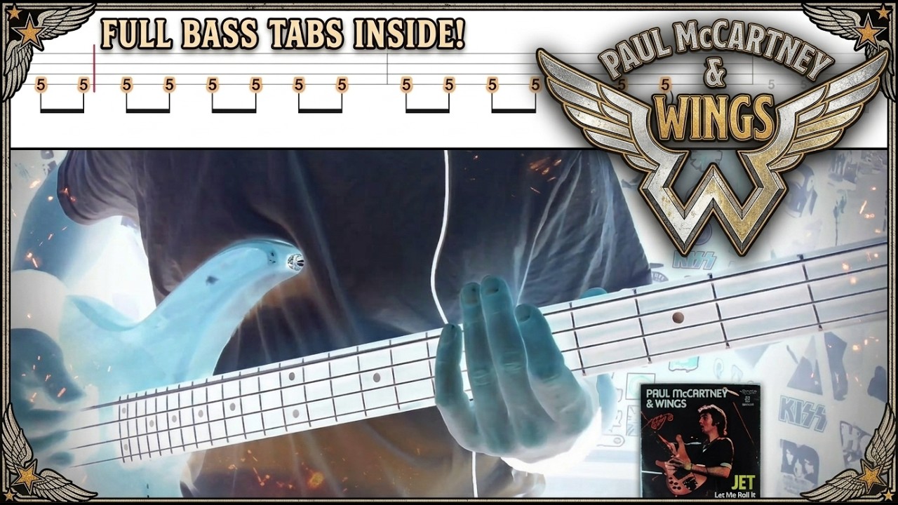 Jet by Paul McCartney and Wings - Bass Cover with Tabs Play-Along