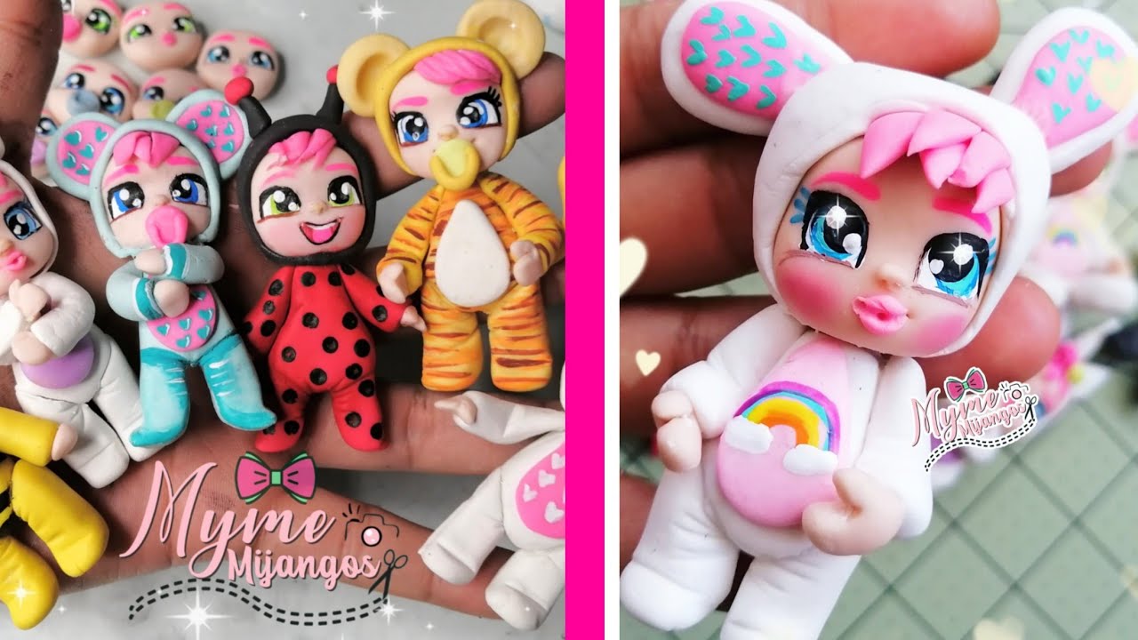 Bebes llorones en porcelana fria - centros para moños - biscuit - cry babys