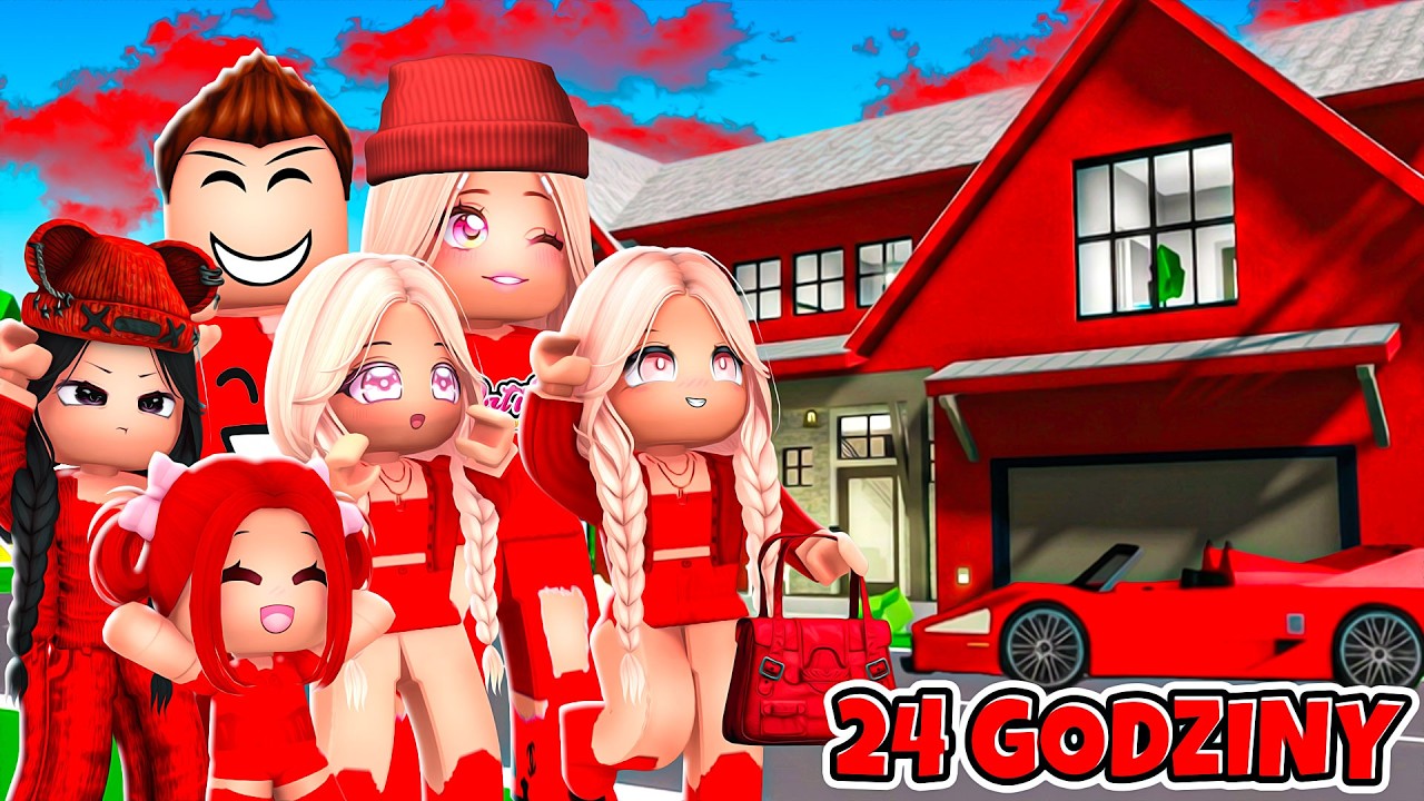 ŻYJEMY W CZERWONYM ŚWIECIE PRZEZ 24 GODZINY na BROOKHAVEN w ROBLOX! ❤️