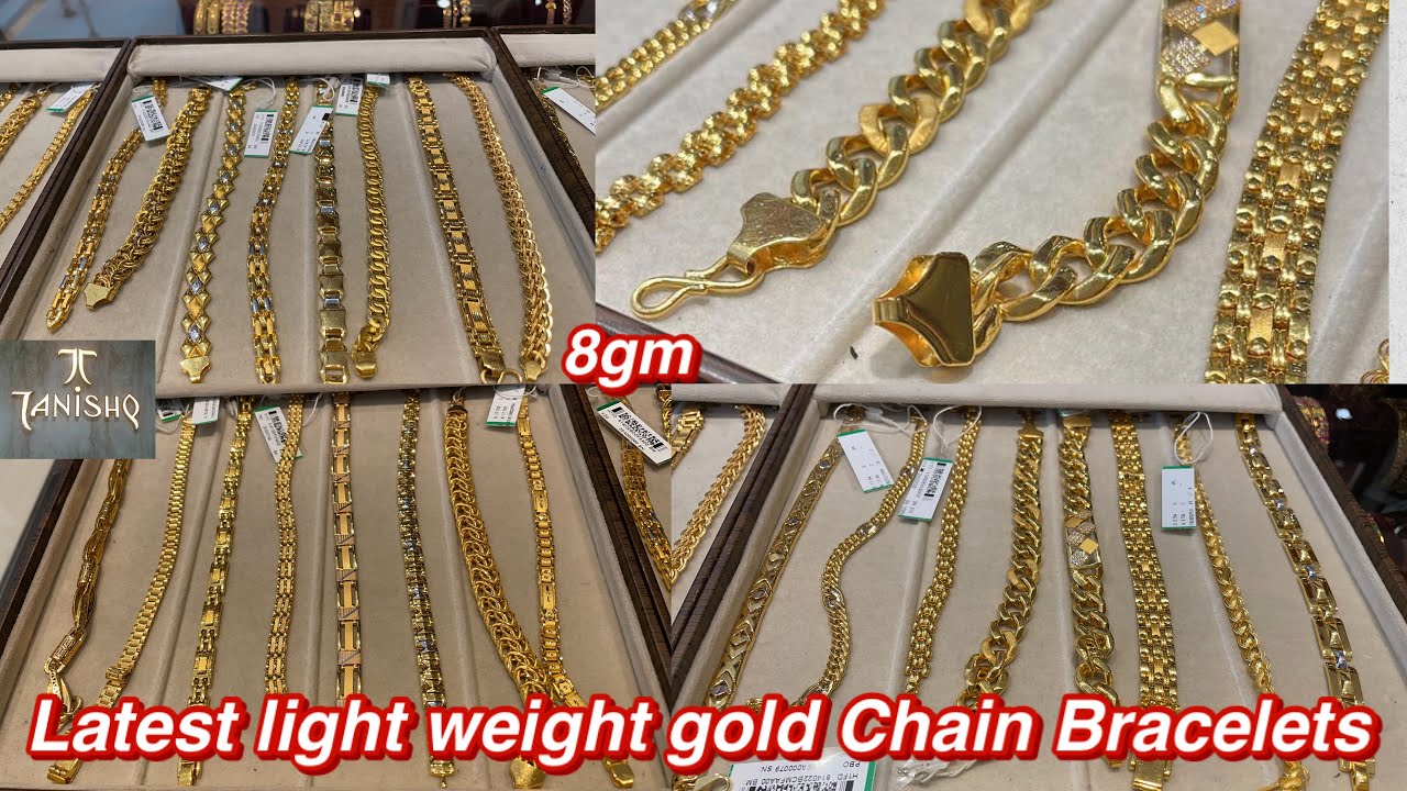 Tanishq light weight Gold Chain Bracelet Designs for Men | Latest stunning gold bracelets for Men