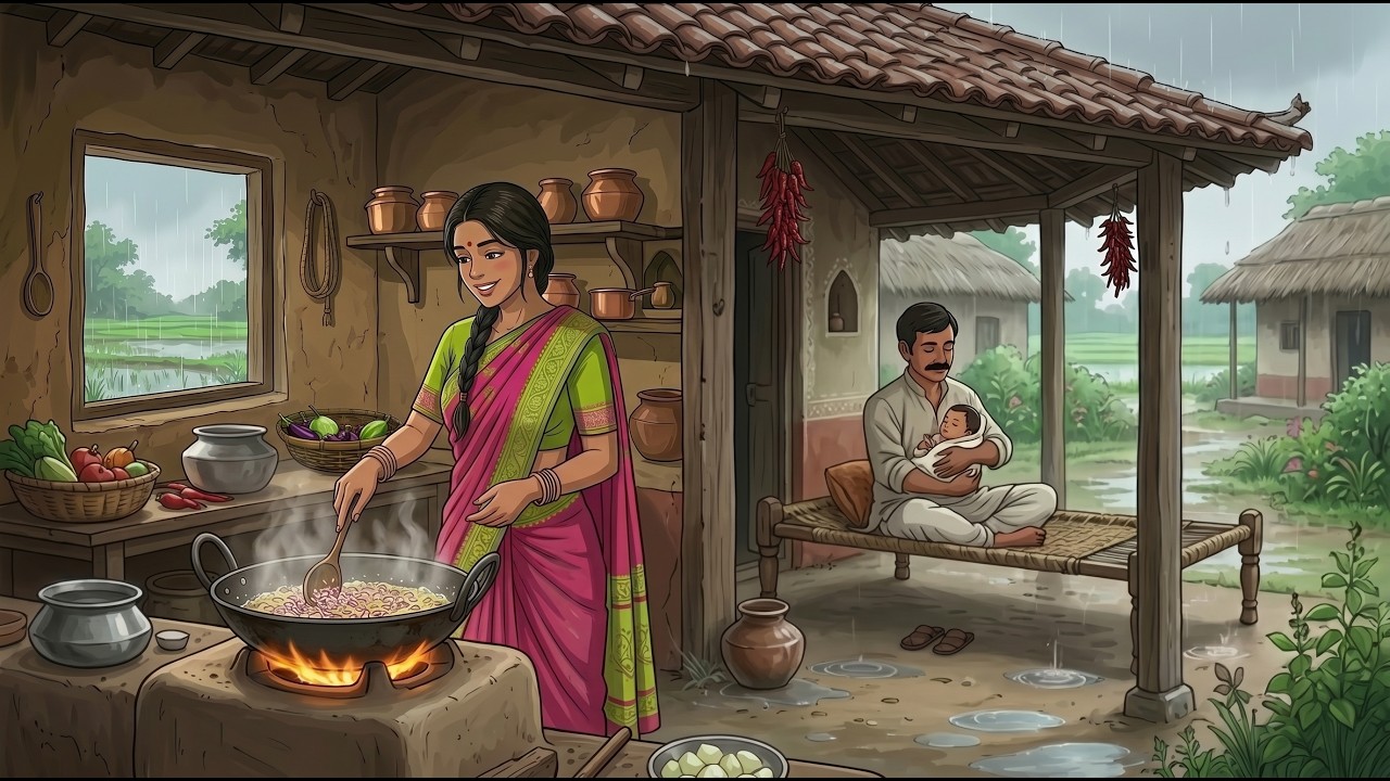 Monsoon Village Life 🌧🍛 | Cozy Cooking & Peaceful Rain Sounds (ASMR)