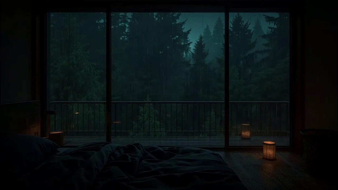 Dark Room Night Rain Sounds 🌙 No Ads for Deep Sleep Focus Meditation