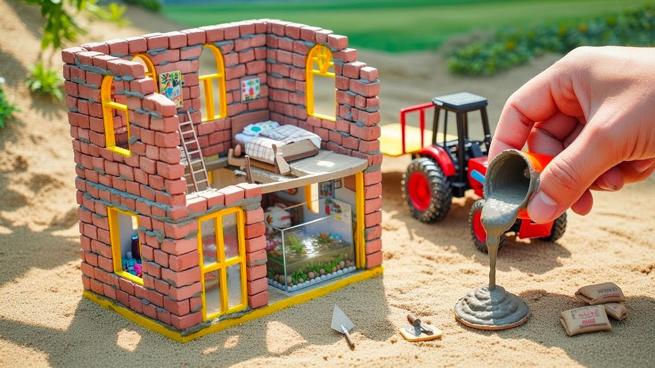 Landslide Destroys Mini House | Hulk Rebuilds Strong Cement Home - science project‪