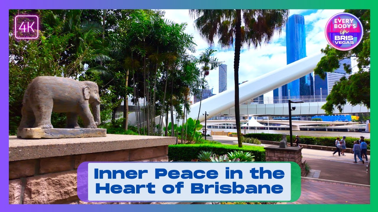 Brisbane's Peace Pagoda and Streets Beach Walking Tour | South Bank Walk | 4K/60fps