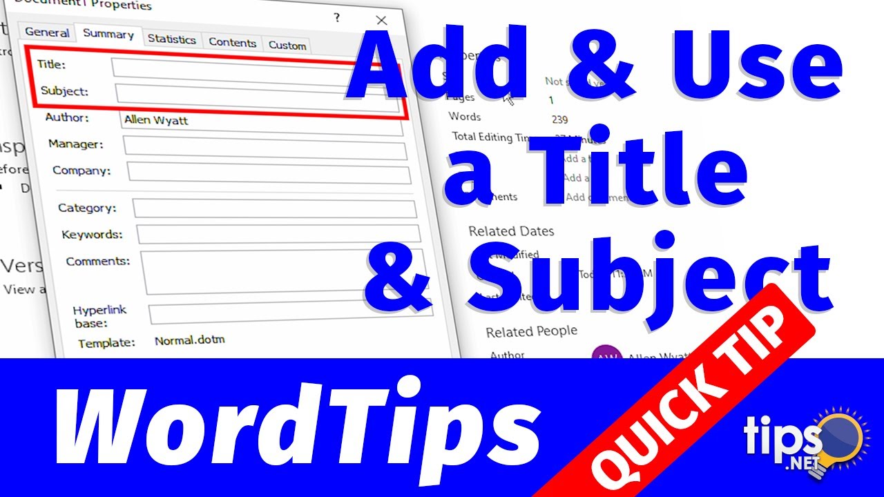 Adding and Using a Document Title and Subject