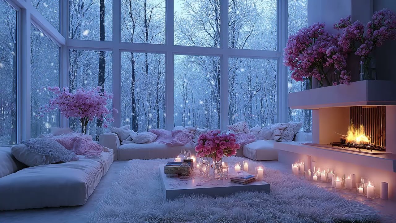 🔥🎼 Peaceful Winter Piano Lounge | Fireplace Sounds & Soft Piano | Focus Relax Study Calm