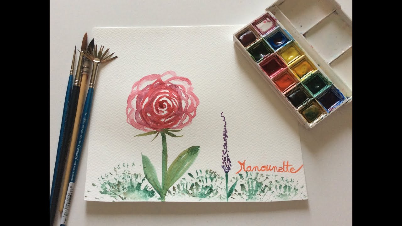 Activité de peinture à l'aquarelle pour enfant : une rose imaginaire