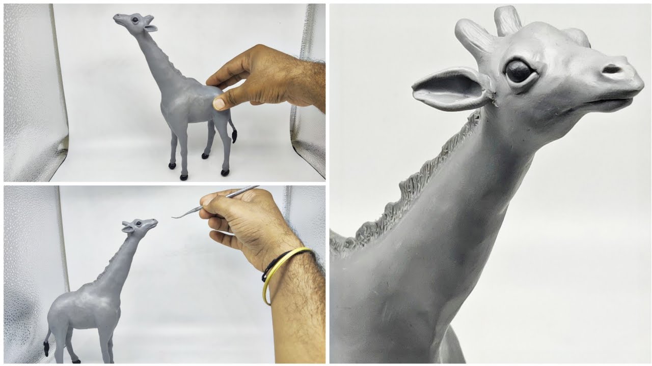 How To make Giraffe with clay - Polymer clay tutorial