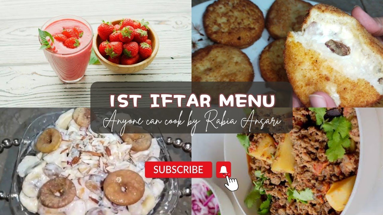 1st iftar menu by Rabia Ansari | cream chat | bread patties | aloo qeema | strawberry shake
