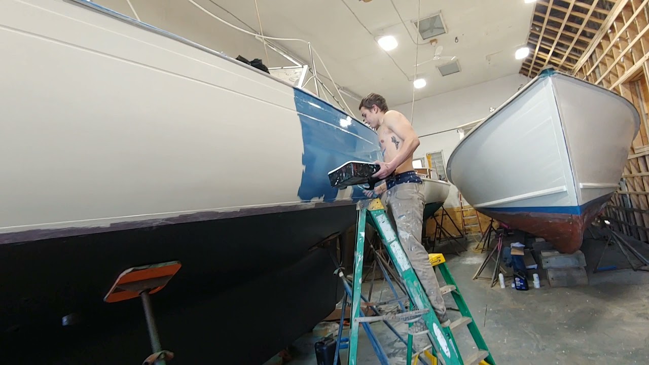 final topside paint job for restored Hallberg Rassy 32 Monsun