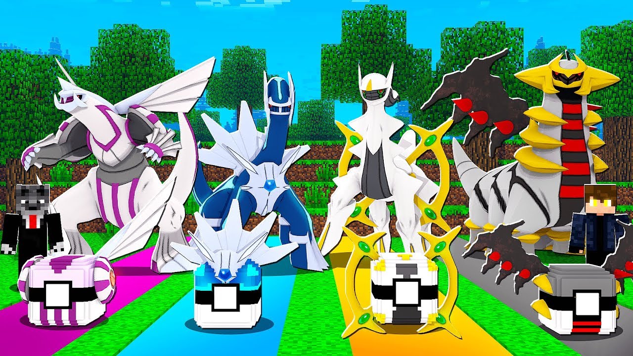 ANDE NO CAMINHO LUCKY PIXELMON ARCEUS VS DIALGA VS PALKIA VS GIRATINA - MINECRAFT PIXELMON MOD
