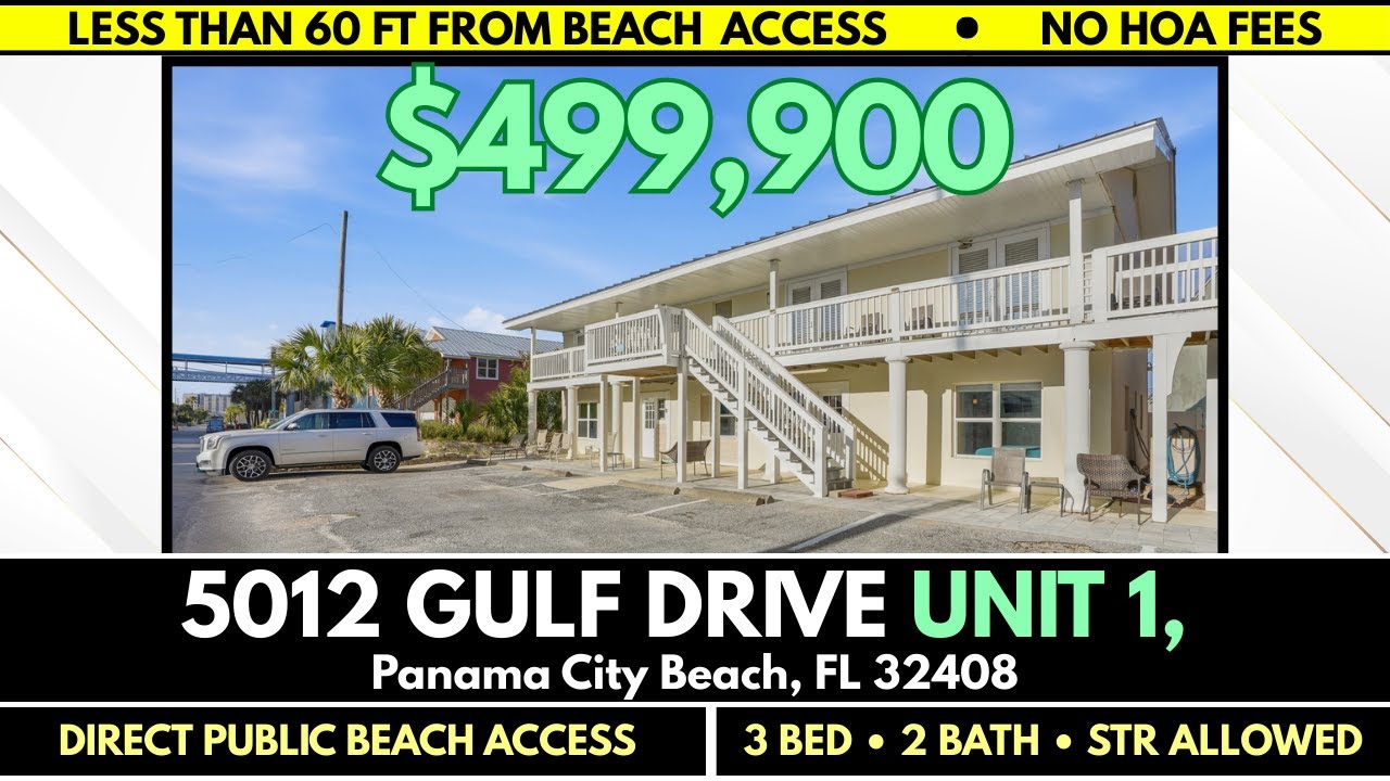 5012 Gulf Dr #1 PCB, FL – 3 Bed / 2 Bath • 935 Sq Ft • 60ft to Beach Access • $499,900