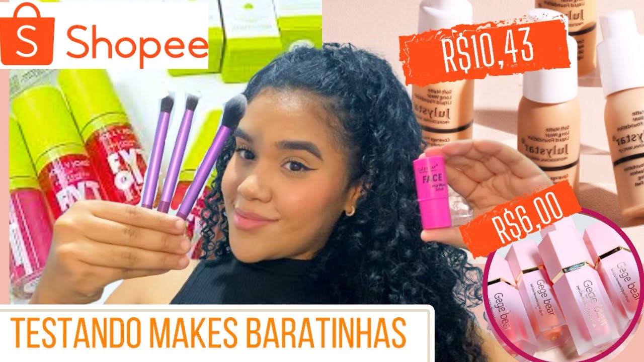 TESTANDO MAQUIAGENS DA SHOPEE| COMPRINHAS | MAKE DE R$ 3,00 | COMPREI MUITA COISA