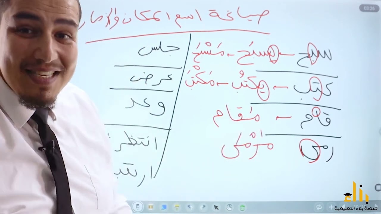 أسهل طريقة لتحويل الفعل إلى اسم زمان ومكان