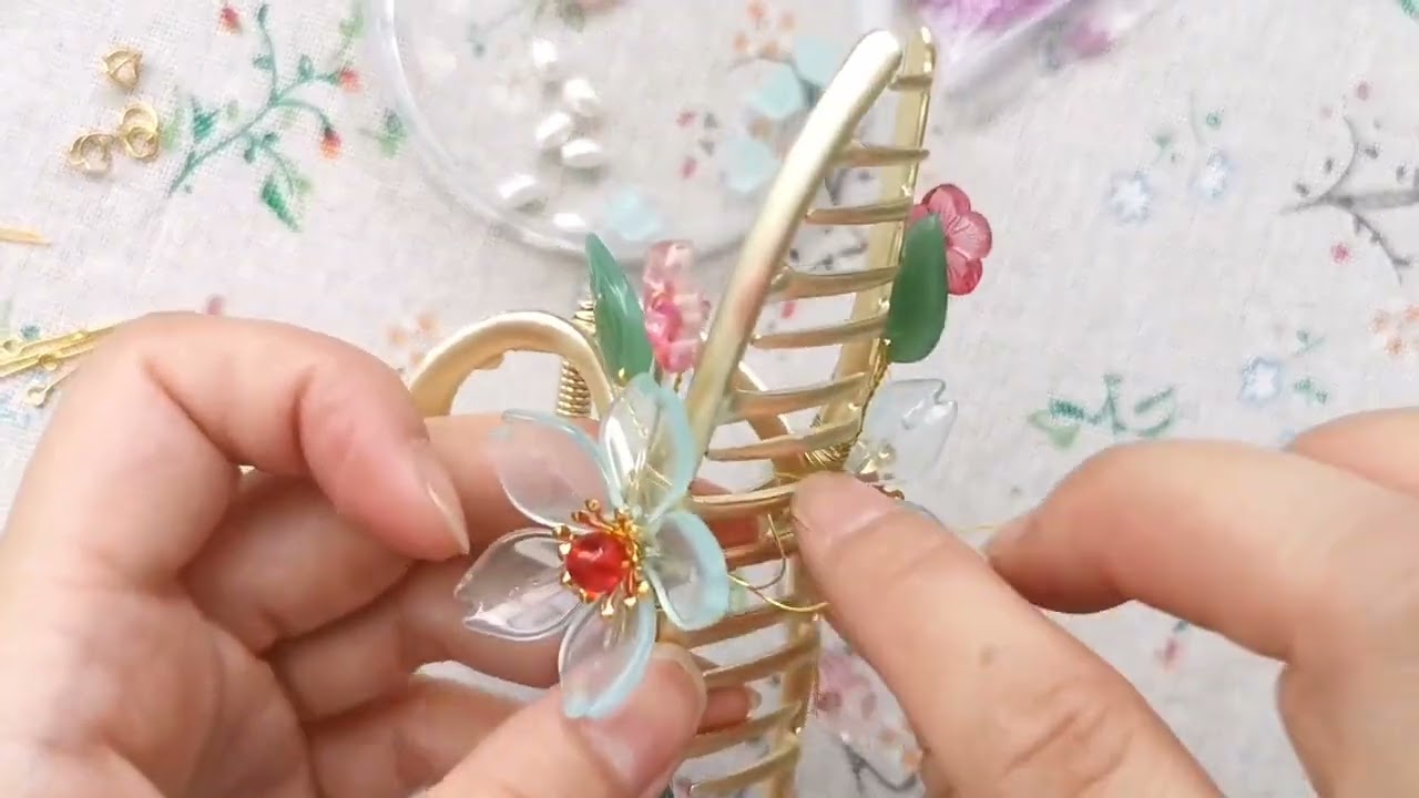 古风抓夹发饰教程 #手工diy #抓夹教程  #发饰头饰