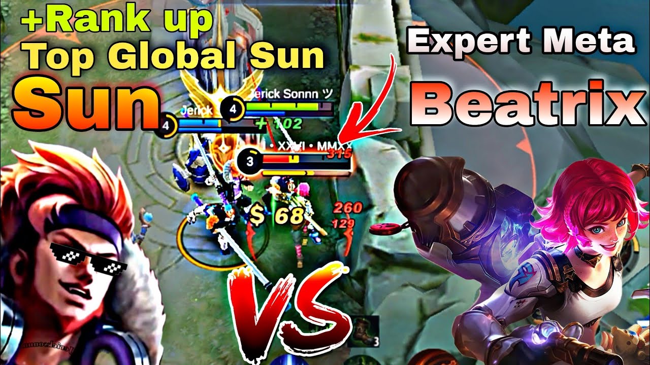 SUN SOLO GANK VS BEATRIX GAP TOWER | SUN BEST GAMEPLAY MASTER BUILD SUN GOLD LANE | MLBB