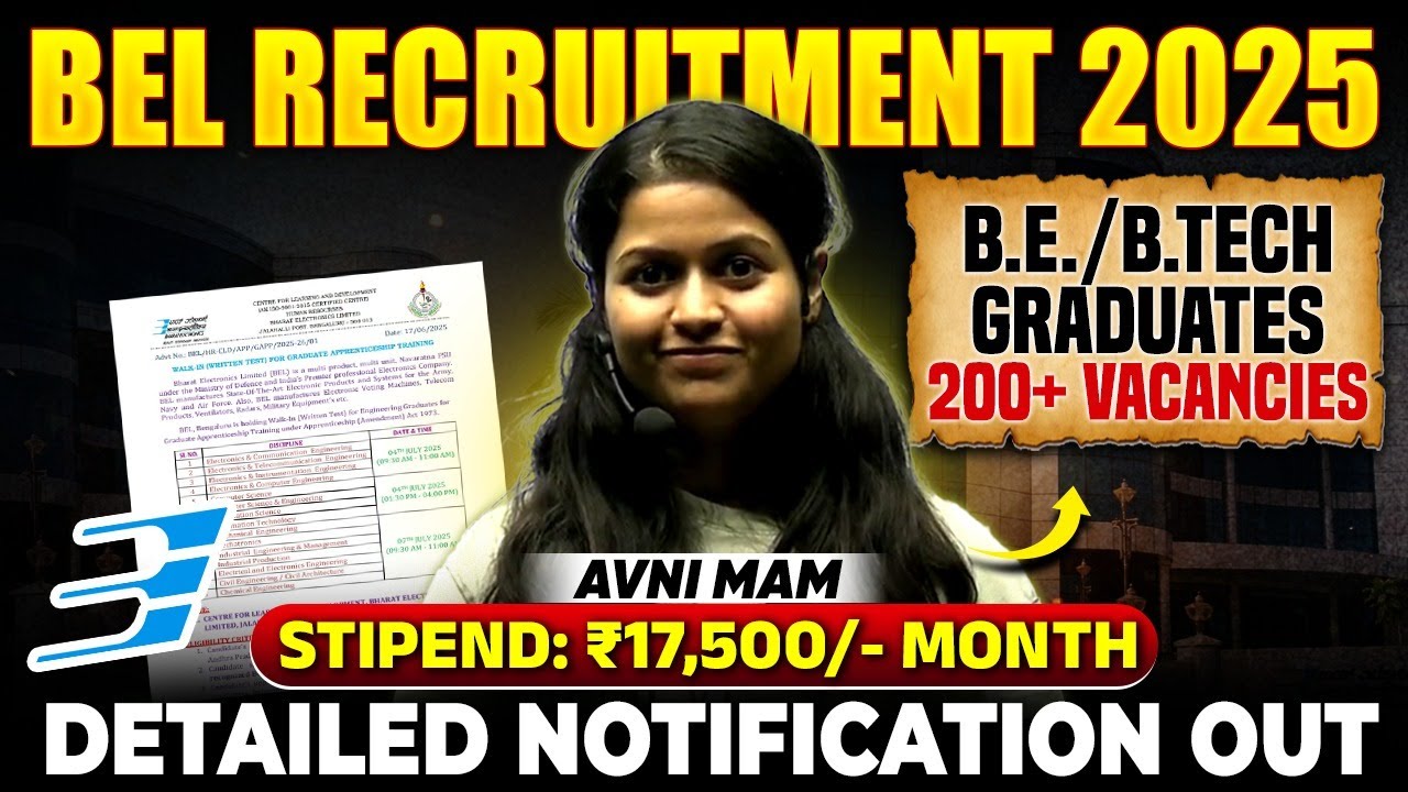BEL Apprentice Recruitment 2025 | 200+ Vacancies | Stipend ₹17,500 💼 | BEL Recruitment 2025