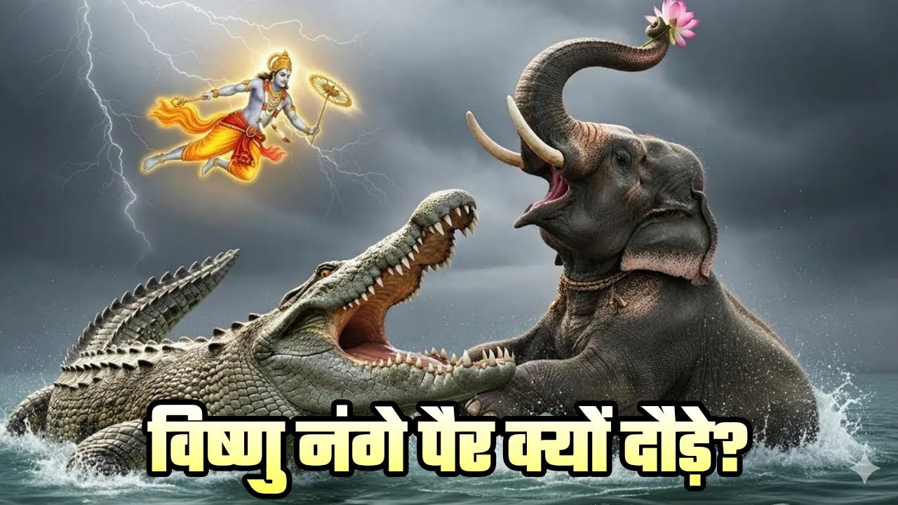 गजेन्द्र मोक्ष: हाथी की एक पुकार पर नंगे पैर दौड़े भगवान विष्णु | Gajendra Moksha (Subtitles)