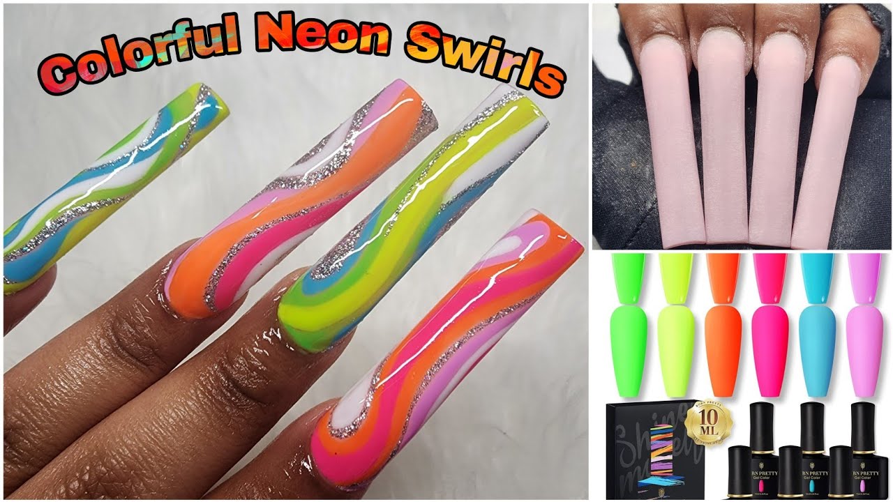 COLORFUL NEON SWIRLS | UNBOXING BORN PRETTY NEON GEL POLISH SET | NAIL TUTORIAL |