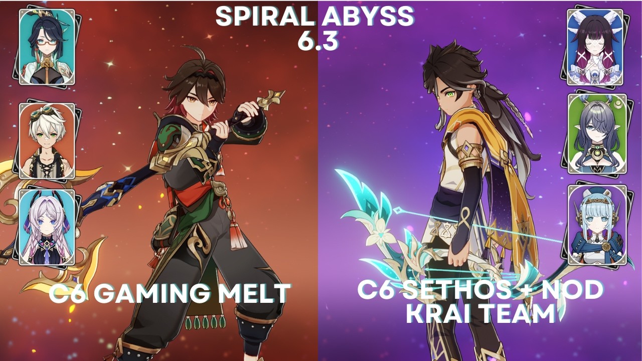 Spiral Abyss 6.3 C6 Gaming Melt and C6 Sethos + Nod Krai team