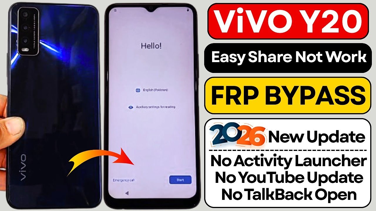 Vivo Y20 FRP Bypass 2026 Without PC (EasyShare Not Work) All Vivo Android 11 Google Account Bypass