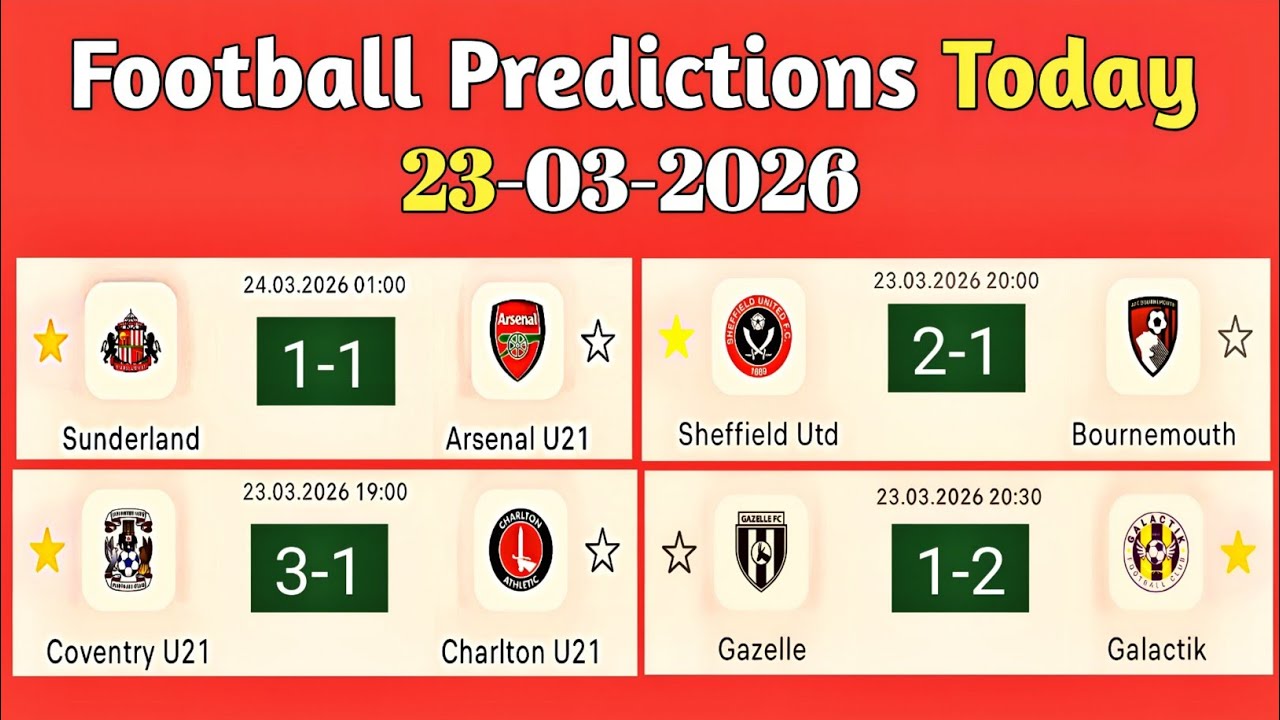 FOOTBALL PREDICTIONS TODAY 23-03-2026 Football Prediction Betting Tips Today KB Football 