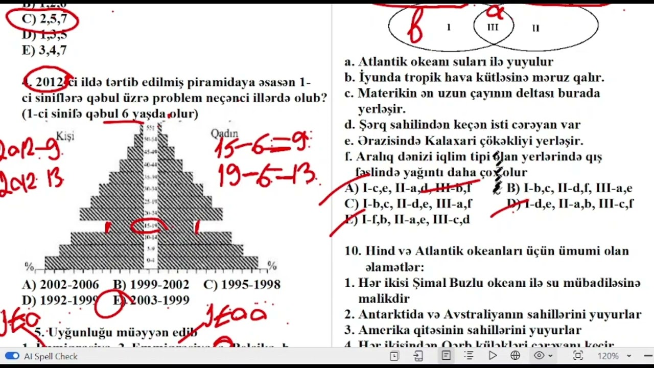📚 Blok Sınaq İmtahanı 2 ci Qrup - Coğrafiya Test Sualları və İzahı 🌍