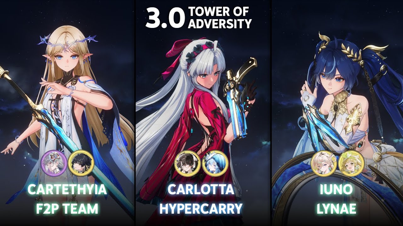 S0 Cartethyia F2P Team / S0 Carlotta Hypercarry / S0 Iuno x Lynae | ToA 3.0 | Wuthering Waves