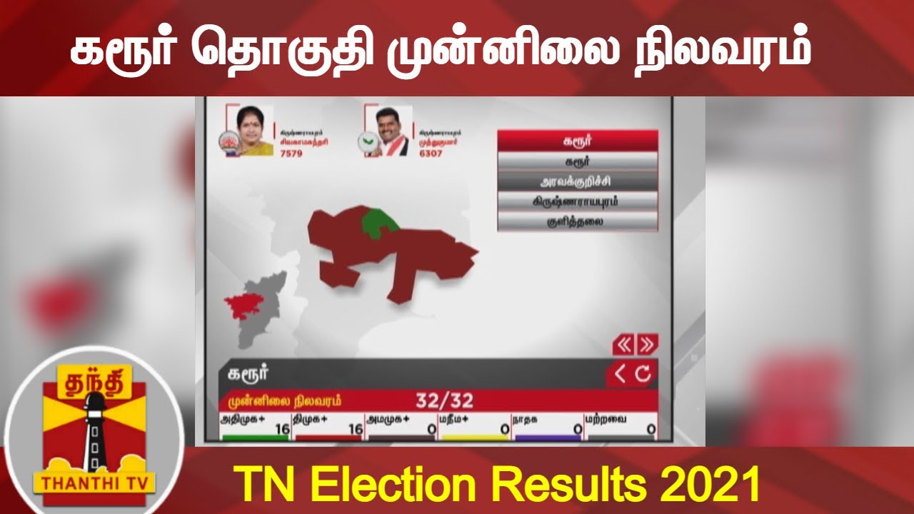 கரூர் தொகுதி முன்னிலை நிலவரம் | Karur | TN Election Results 2021