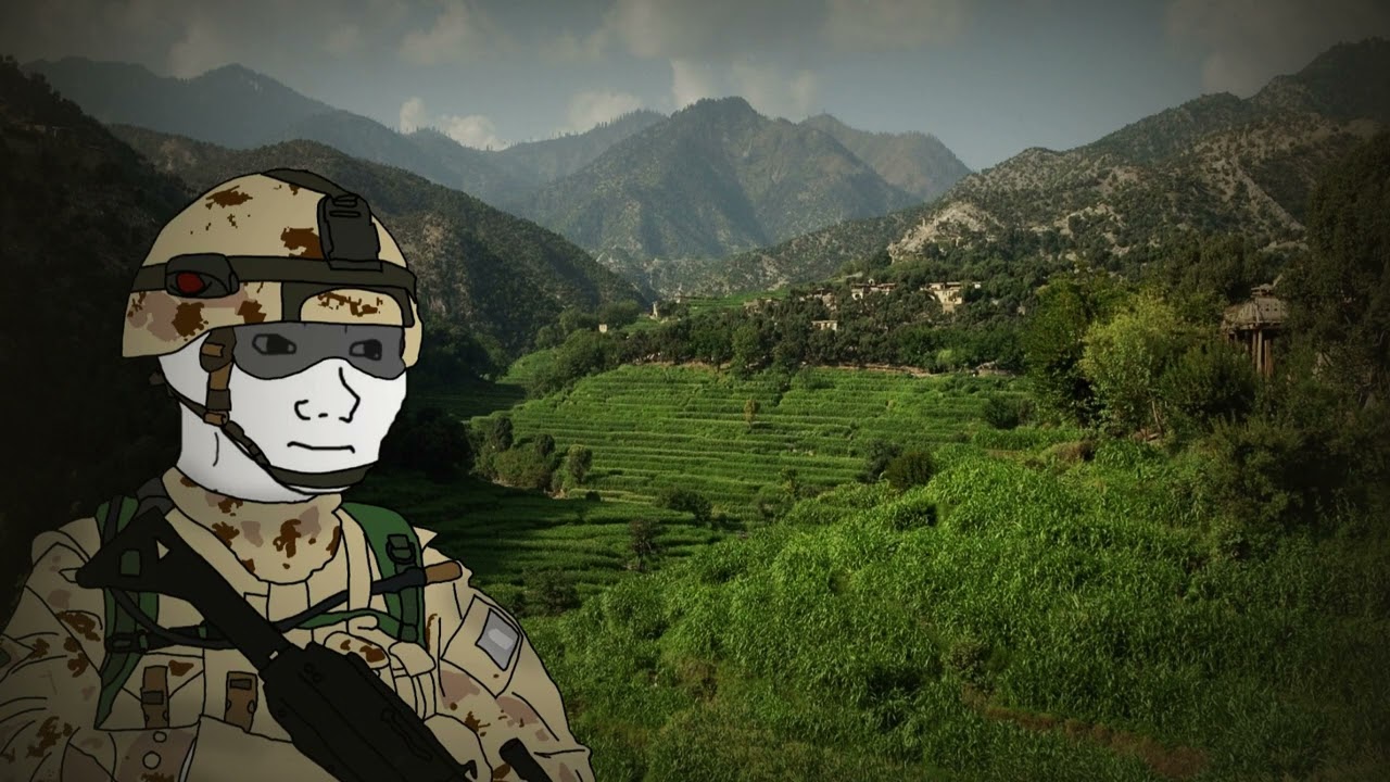 Courtesy Of The Red White And Blue but you're defending Korangal Valley.