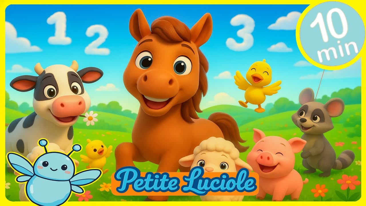 Compte avec le Cheval 🐴 + Compilation de Chansons | Musique Éducative pour Enfants | Petite Luciole