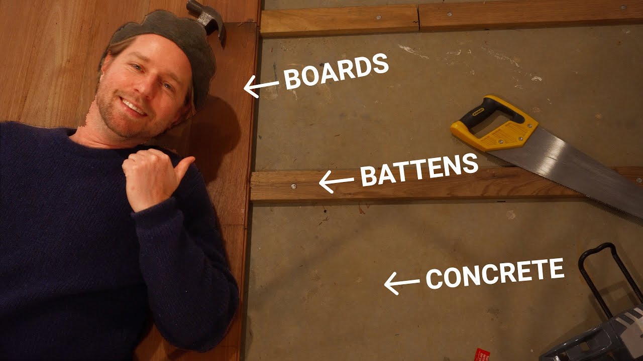 Install a HARDWOOD floor over CONCRETE with BATTENS!