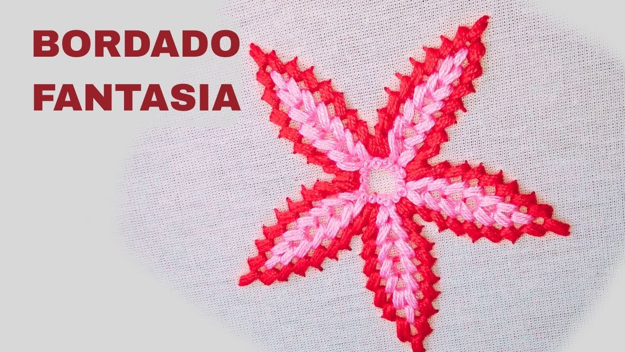 FLOR FANTASIA bordada com ponto de cacho 🌹cluster stitch  embroidery🌹portuguese border stitch