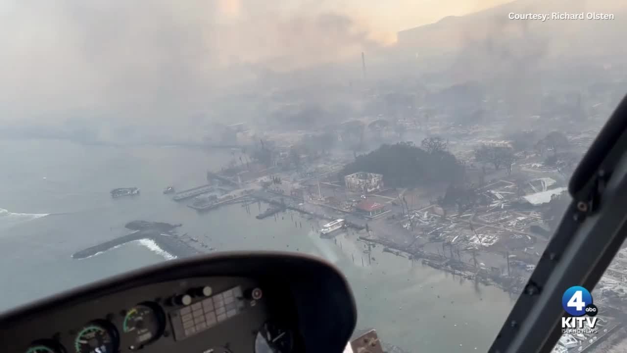 Aerial footage shows Lahaina wildfire devastation | RAW VIDEO