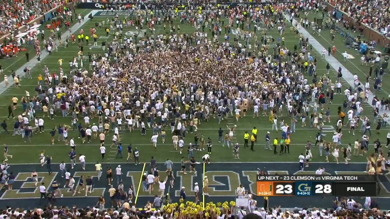 Georgia Tech fans STORM FIELD after UPSET over Miami Hurricanes 😤 | ESPN College Football