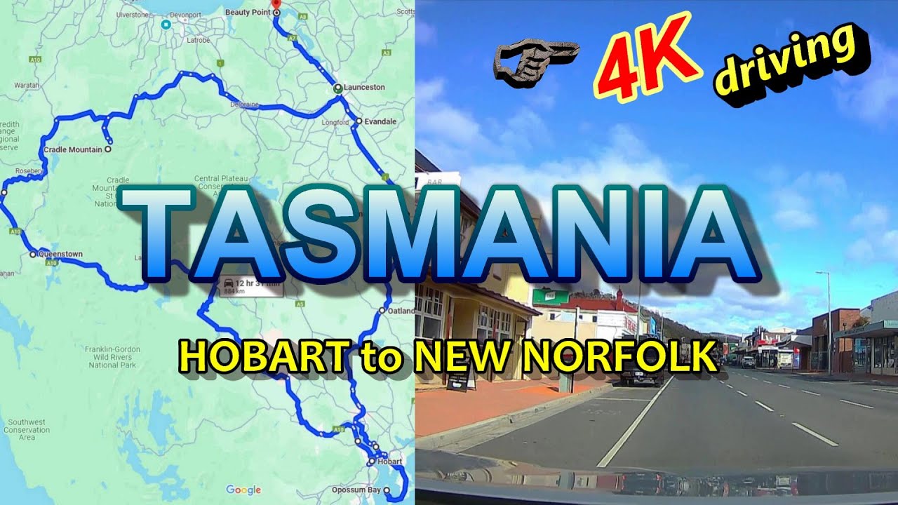 4K TASMANIA, Australia. Part 9 of 22  driving from  HOBART to NEW NORFOLK.