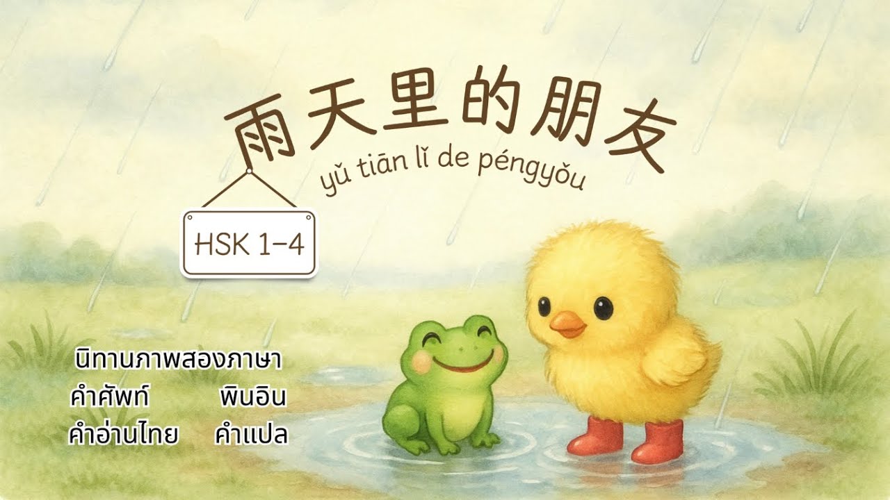 เพื่อนในวันฝนตก l HSK 1-4 l นิทานภาษาจีนสำหรับผู้เริ่มต้น