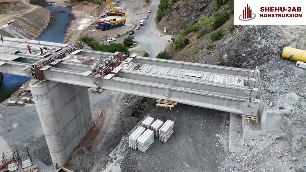 Ndërtimi i Urës së Murrashit🌁. Faza e montimit të trarëve dhe soletës. Shehu-2AB Konstruksion🦺🏗