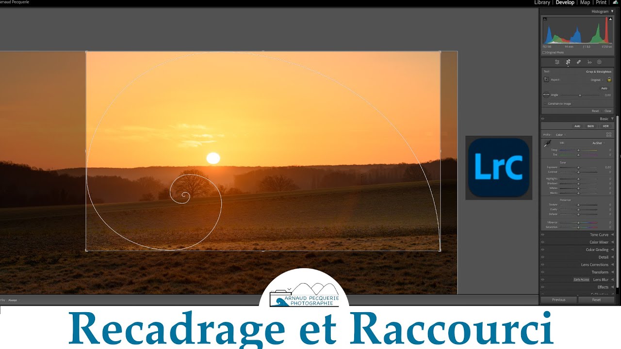 Recadrage , guide, trame et les raccourcis dans Lightroom