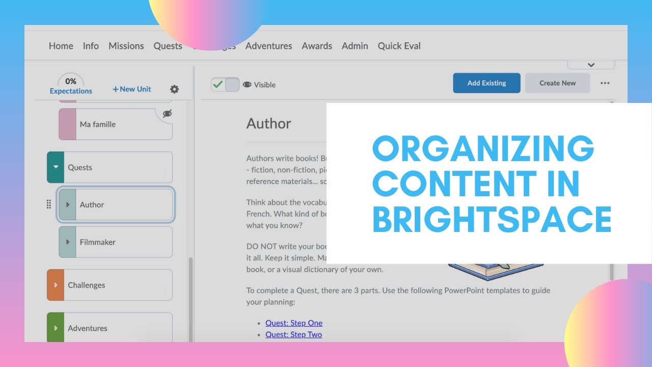 Organizing Course Content in Brightspace