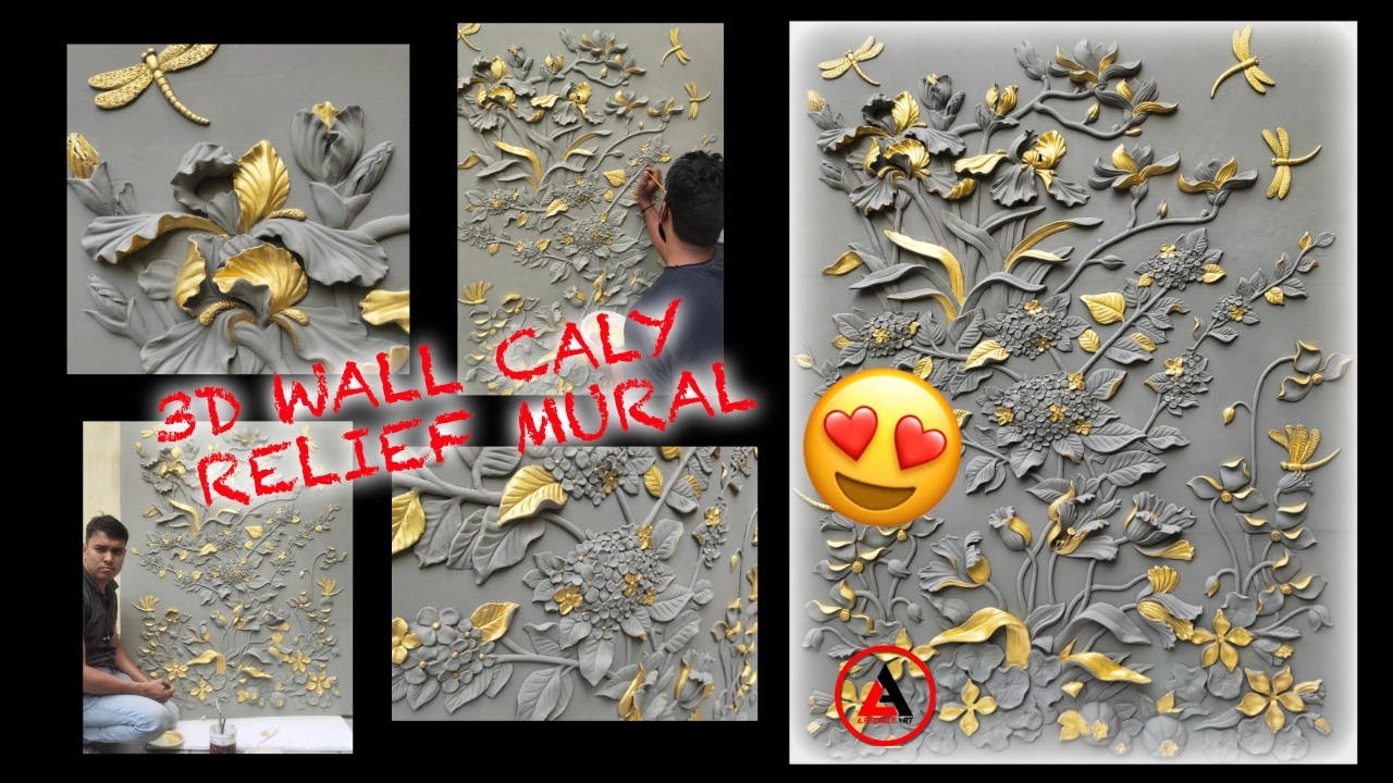 how to make 3D wall art | relief painting clay wall #3dwallart  #relief #clayart  #interiordesign