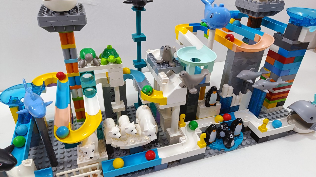 Insane LEGO Duplo Arctic Marble Run With Penguins, Sharks and Whales