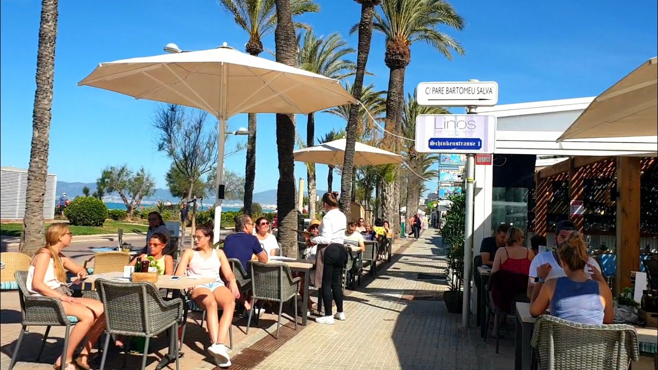 4K🏖 Arenal🌴Palma de Mallorca! Walking tour from Mega Park to Balneario 6, May 16,🕙,☀️21°C.Spain 2021
